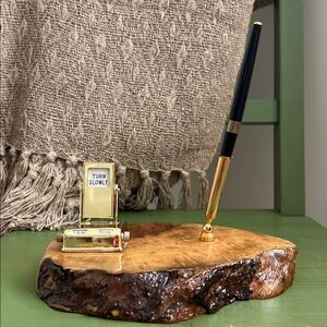 Vintage Zumwalt’s Myrtlewood Flip Calendar & Pen Holder Desk Set - Handmade